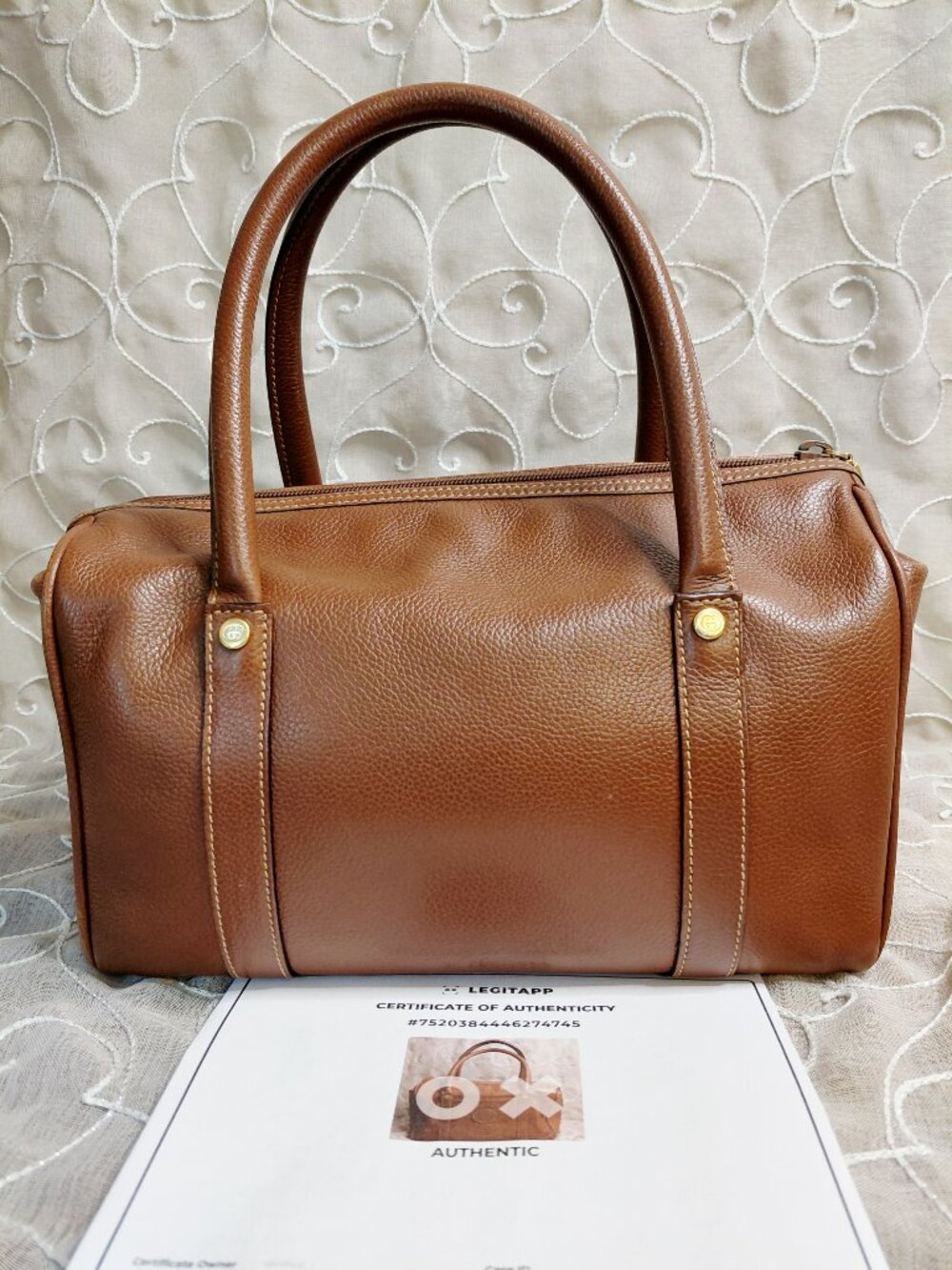 Vintage Gucci Brown Leather Boston Bag - Picture 5 of 15